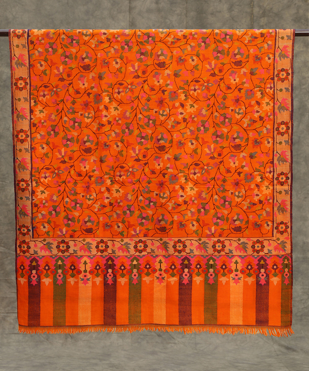 Handwoven_Orange_Pure_Pashmina_Shawl_With_Kani_Full_Jaal_WeaverStory_03