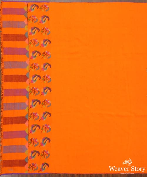 Orange Handwoven Pure Pashmina Ladies Shawl With Kani Work Shawls
