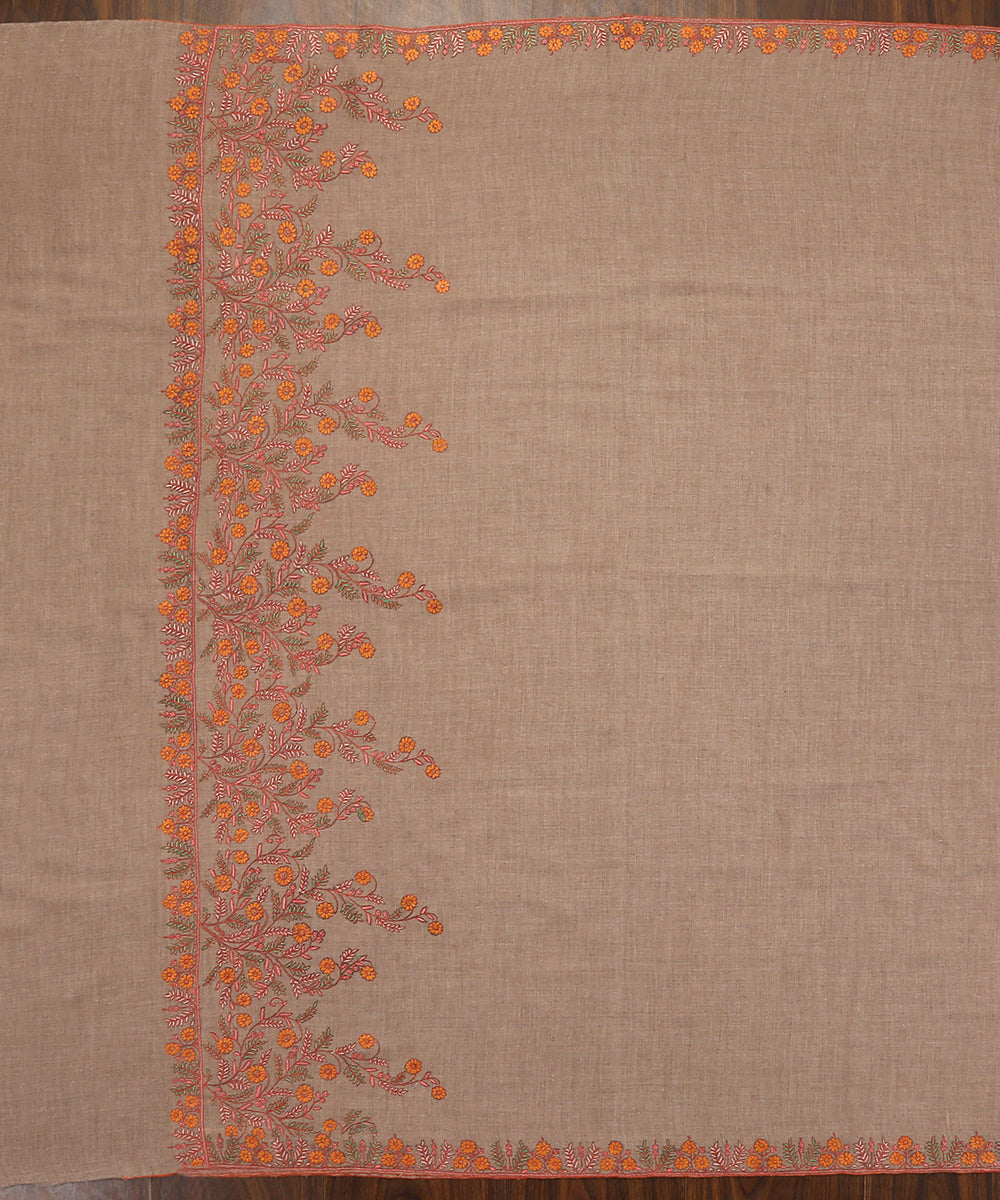 Handwoven_Tan_Pure_Pashmina_Gents_Shawl_With_Soznikari_WeaverStory_02