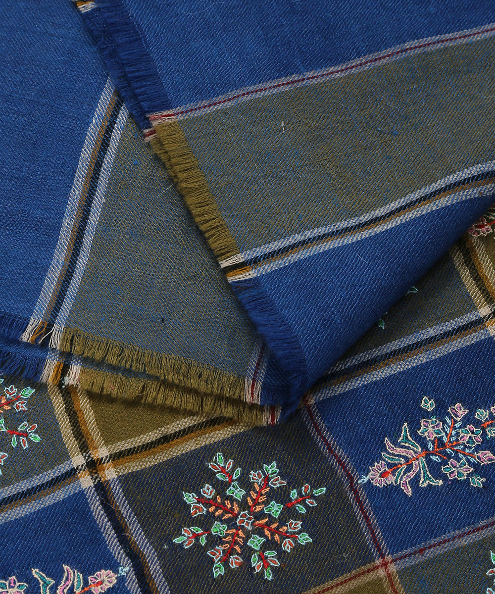 Blue_Handwoven_Pure_Pashmina_Ladies_Shawl_With_Checks_And_Soznikari_Work_WeaverStory_04