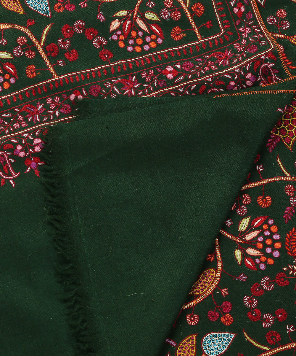 Handwoven_Bottle_Green_Pure_Pashmina_Shawl_With_Soznikari_Work_WeaverStory_04