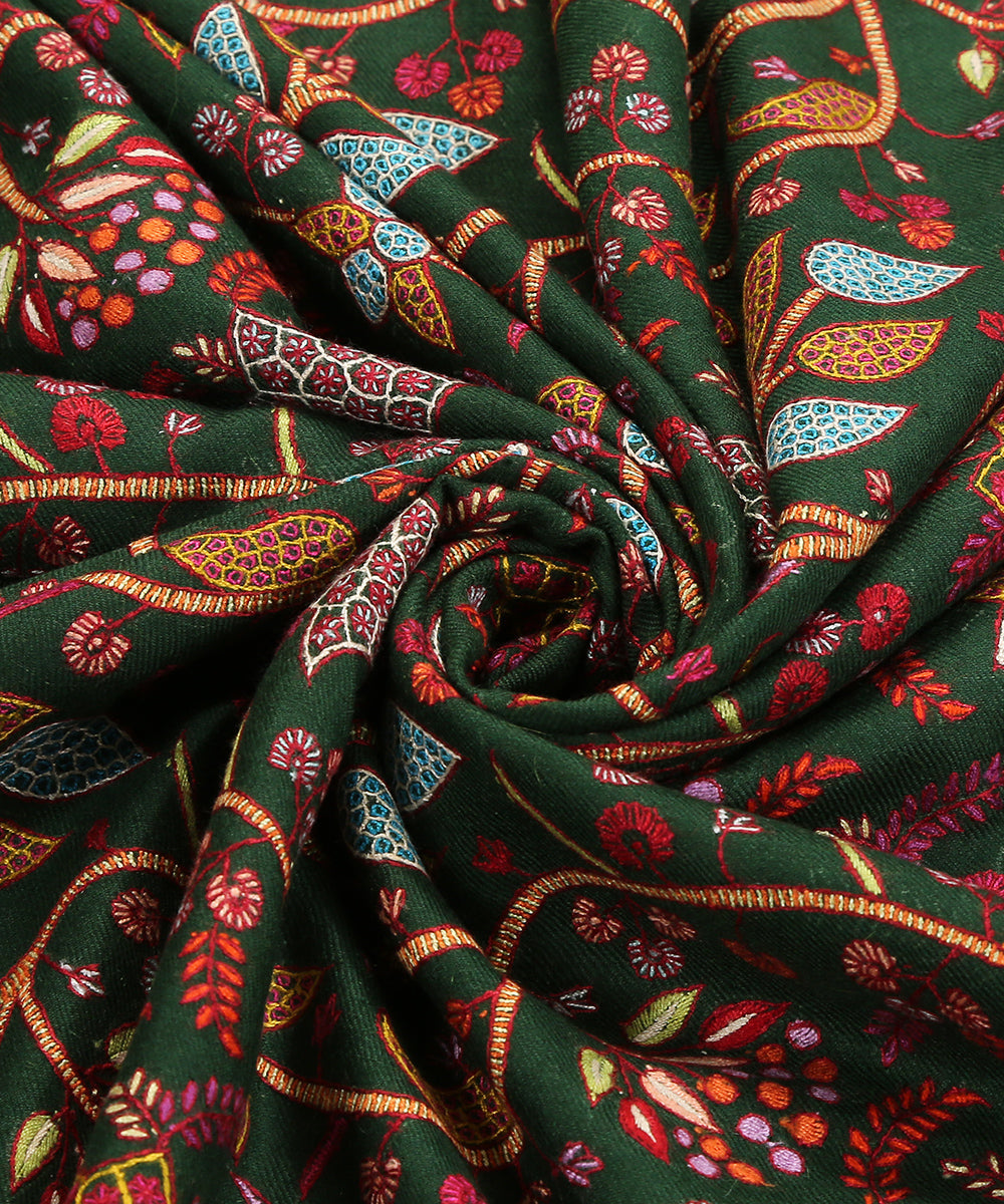 Handwoven_Bottle_Green_Pure_Pashmina_Shawl_With_Soznikari_Work_WeaverStory_05