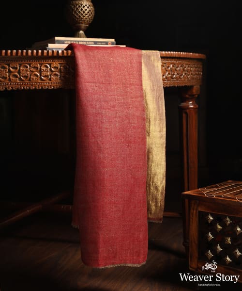 Maroon_Handwoven_Double_Shade_Pure_Pashmina_Tilla_Shawl_WeaverStory_01