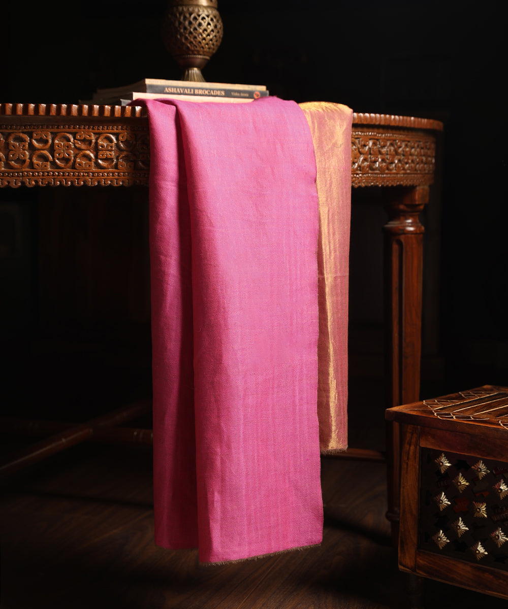 Handwoven_Rani_Pink_Double_Shade_Pure_Pashmina_Tilla_Shawl_WeaverStory_01