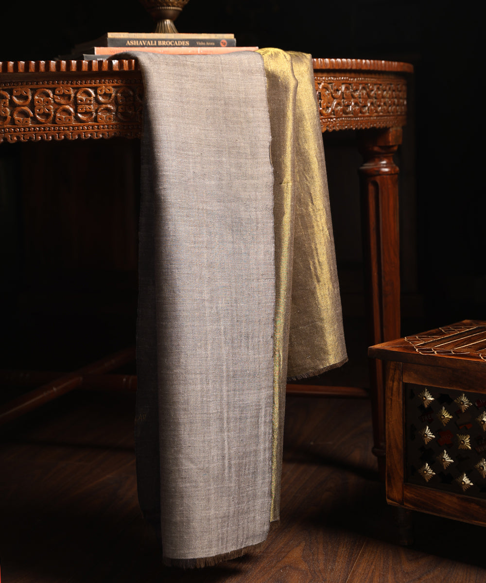 Beige_Handwoven_Double_Shade_Pure_Pashmina_Tilla_Shawl_WeaverStory_01