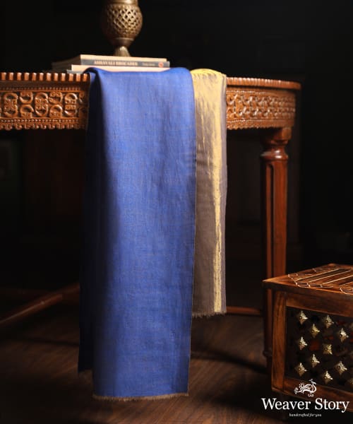 Indigo_Handwoven_Double_Shade_Pure_Pashmina_Tilla_Shawl_WeaverStory_01