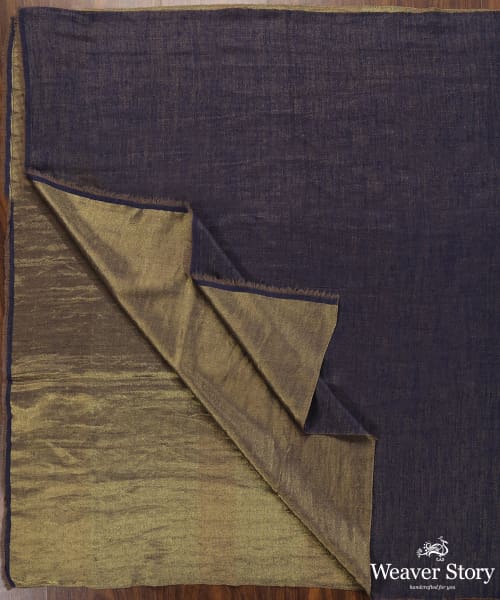 Handwoven_Navy_Blue_Double_Shade_Pure_Pashmina_Tilla_Shawl_WeaverStory_05