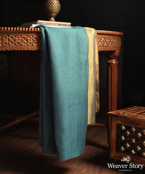 Handwoven_Green_Double_Shade_Pure_Pashmina_Tilla_Shawl_WeaverStory_01