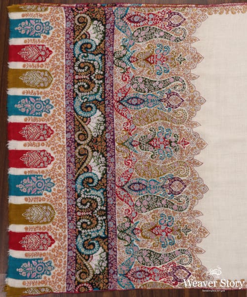 Handwoven_Cream_Pure_Pashmina_Stole_With_Kalamkari_Work_WeaverStory_02