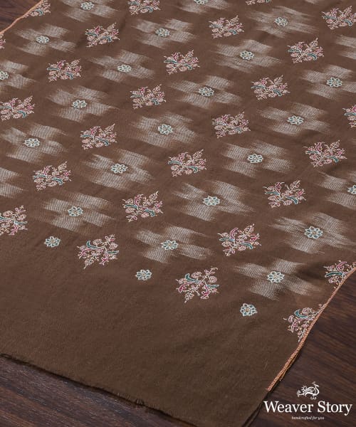 Handwoven_Khakhi_Pure_Pashmina_Stole_With_Ikat_Design_WeaverStory_03