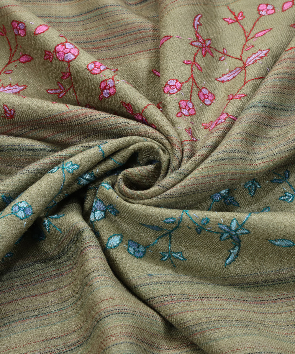 Green_Handwoven_Pure_Pashmina_Stole_With_Paper_Mache_Work_WeaverStory_05