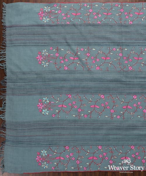 Handwoven_Turqoise_Pure_Pashmina_Stole_With_Paper_Mache_Work_WeaverStory_02