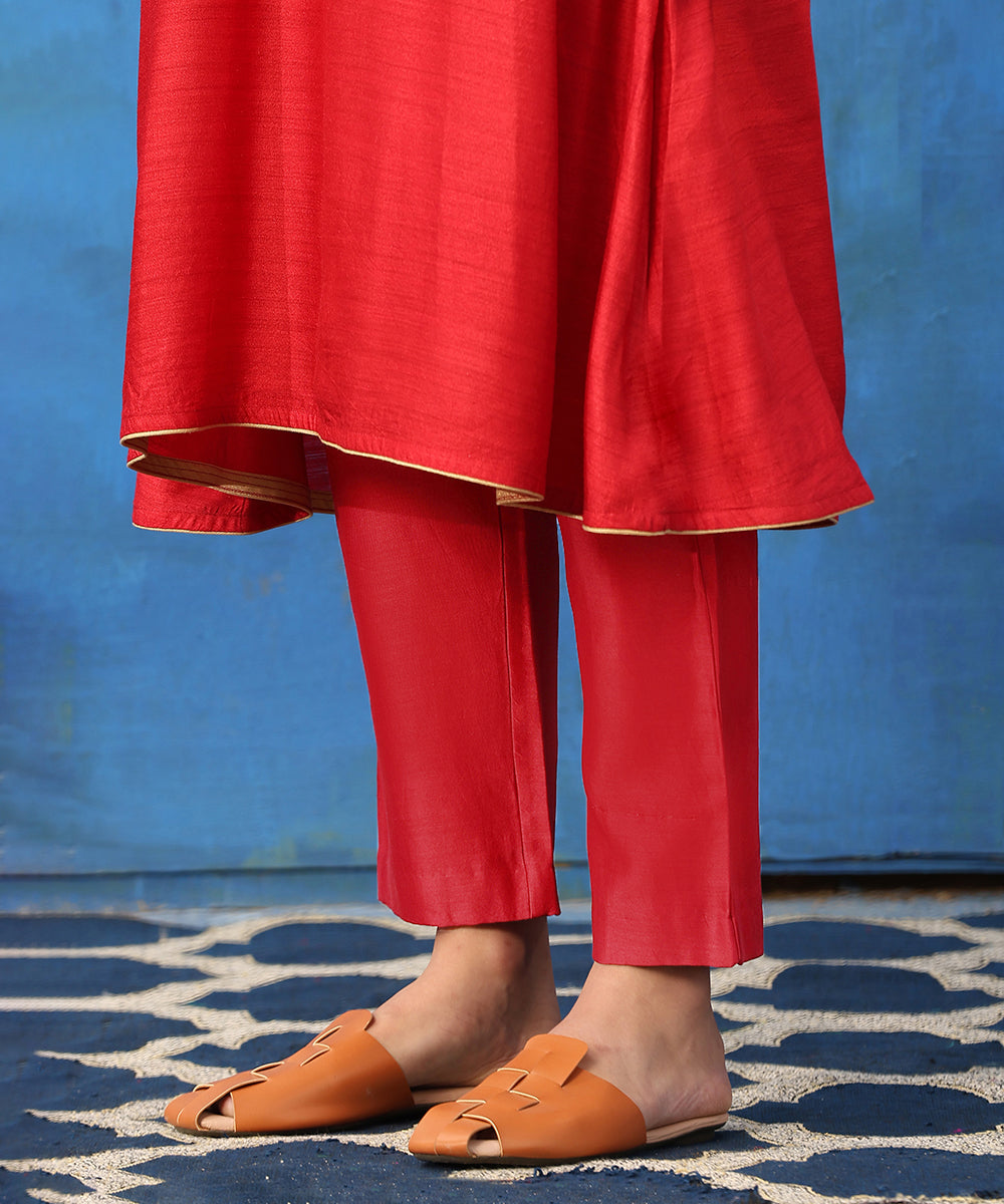 Red_Handloom_Pure_Cotton_Chanderi_Kurta_Set_With_Madhubani_Hand_Painted_Dupatta_WeaverStory_07