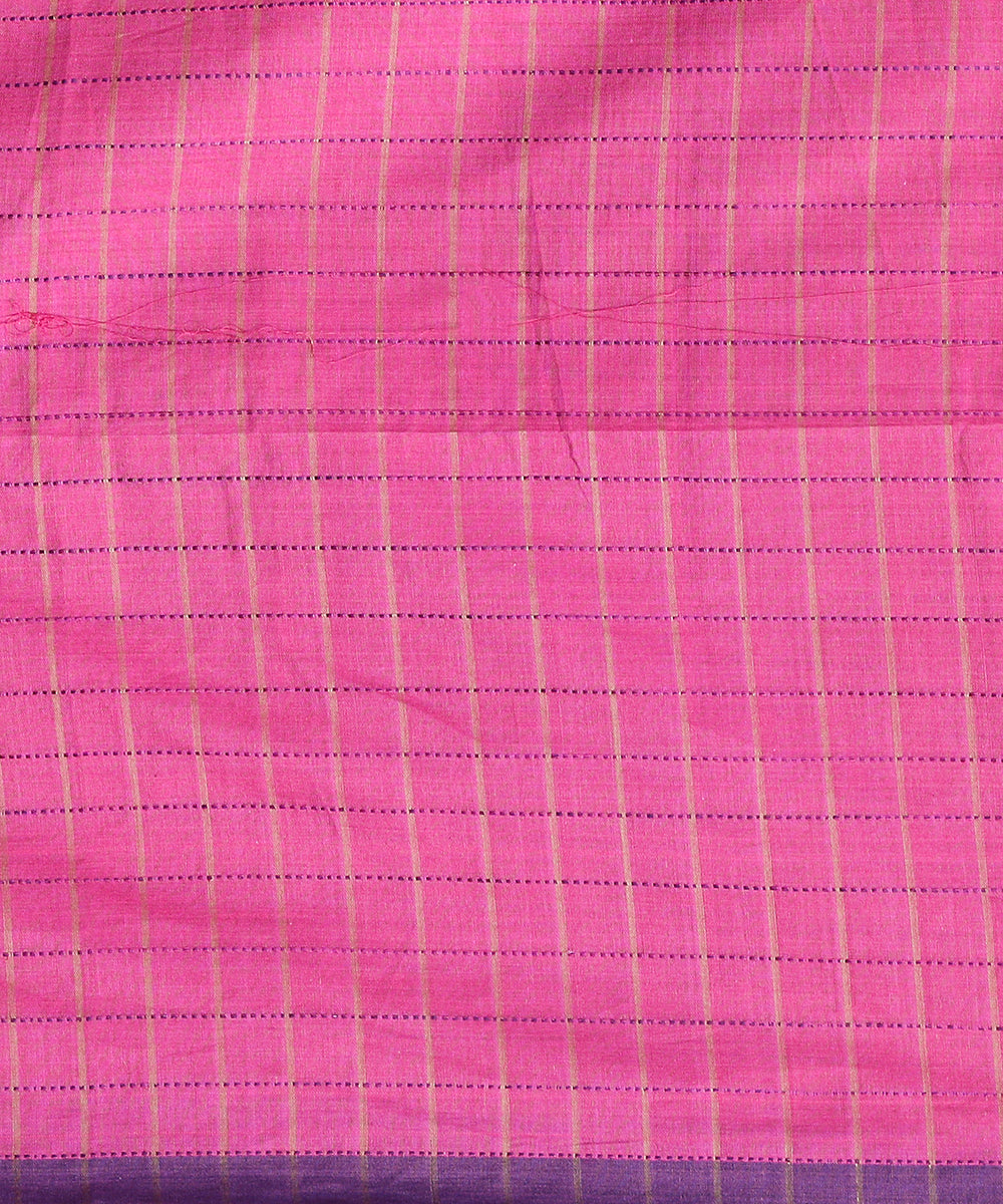 Berry_Purple_Handloom_Cotton_Chanderi_Saree_With_Checks_And_Purple_Border_WeaverStory_05