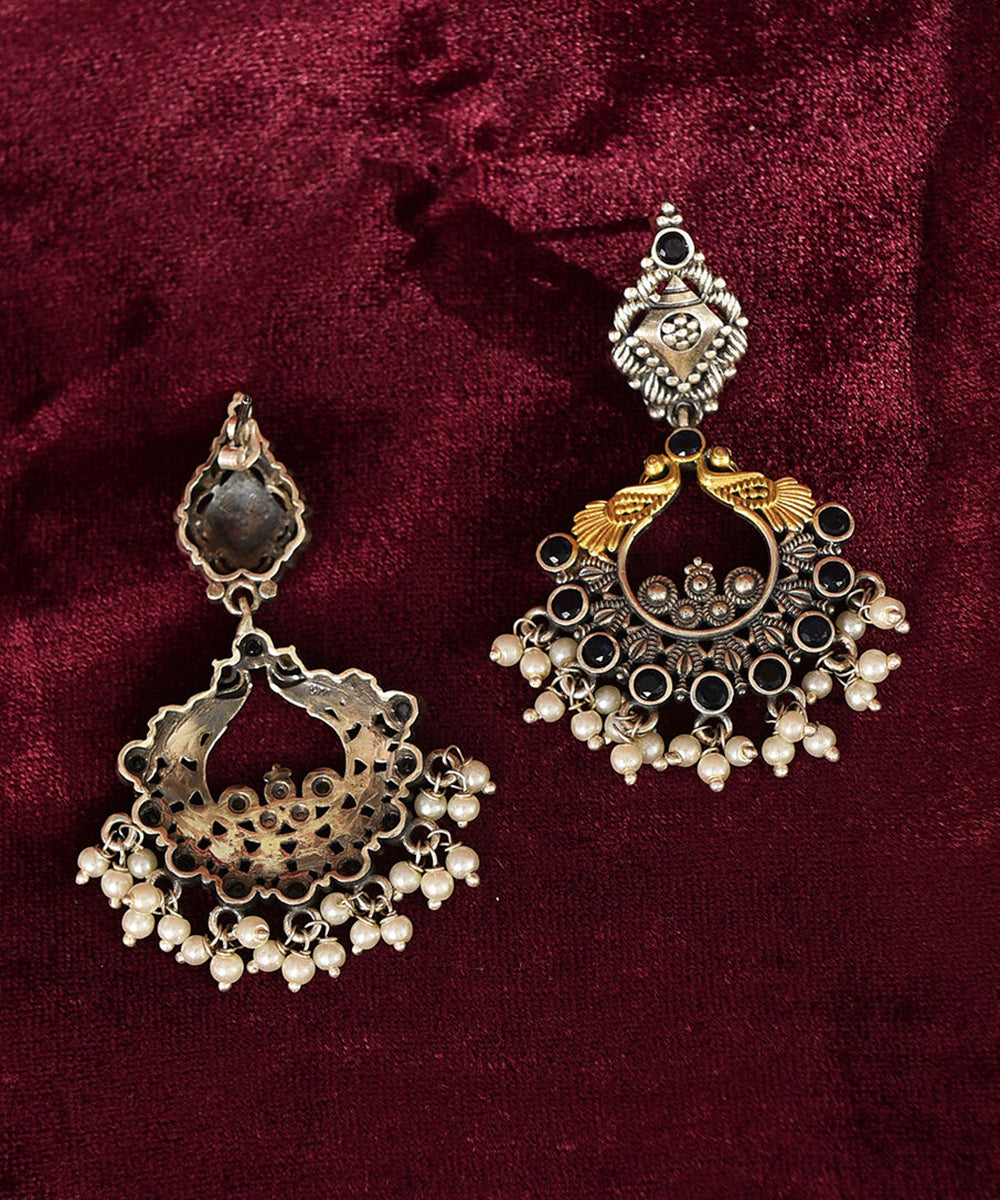 Pitam_Handcrafted_Pure_Silver_Earrings_With_Sapphire_WeaverStory_03