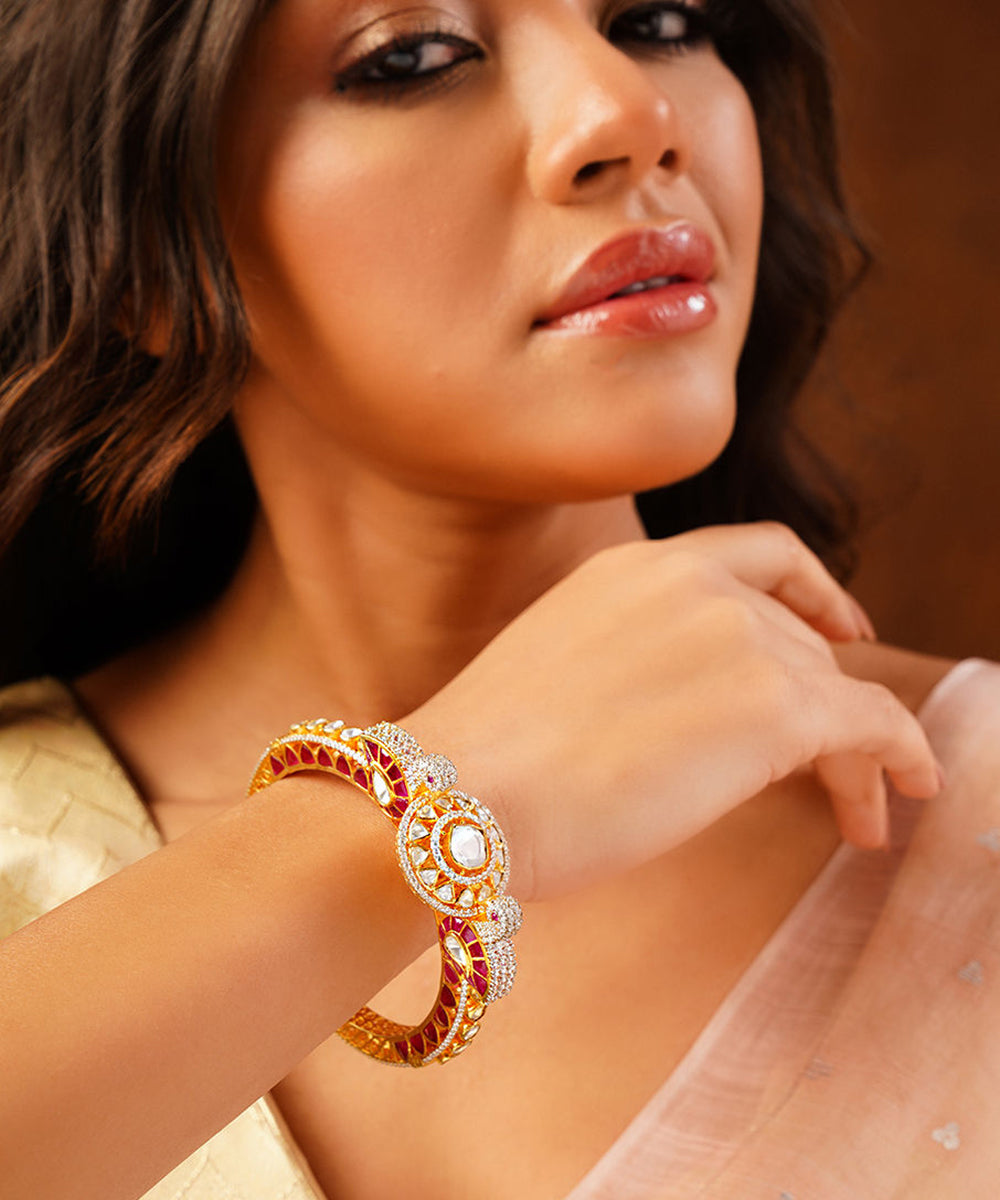 Binoba_Handcrafted_Pure_Silver_Kada_With_Kundan_And_Moissanite_Polki_WeaverStory_01