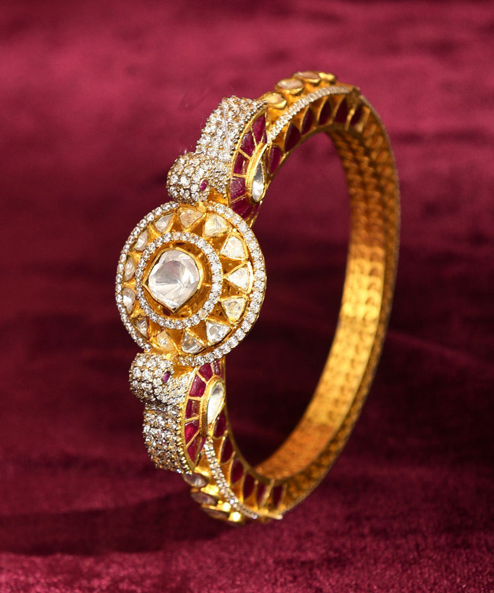 Binoba_Handcrafted_Pure_Silver_Kada_With_Kundan_And_Moissanite_Polki_WeaverStory_02