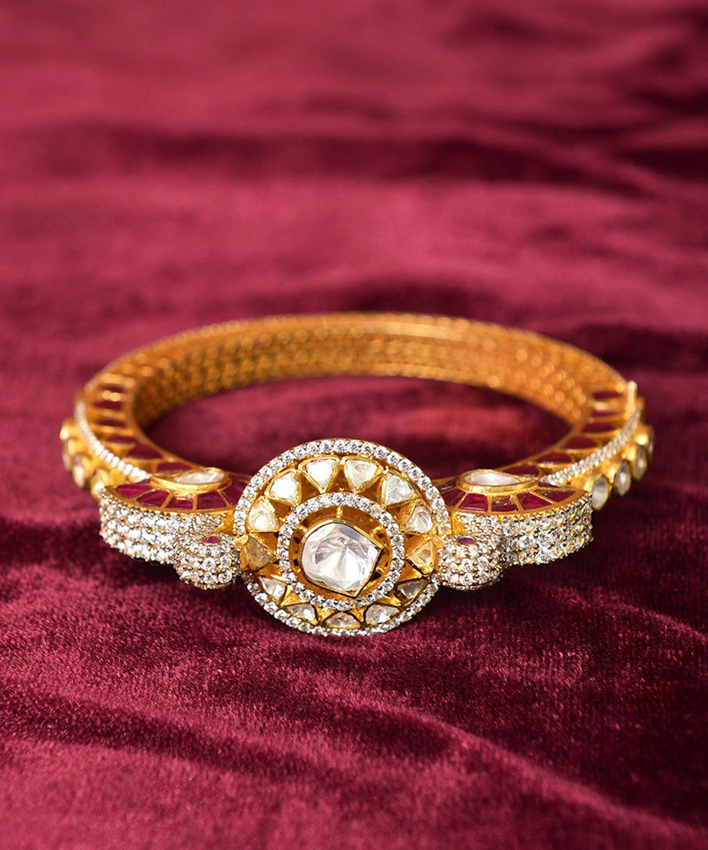 Binoba_Handcrafted_Pure_Silver_Kada_With_Kundan_And_Moissanite_Polki_WeaverStory_03