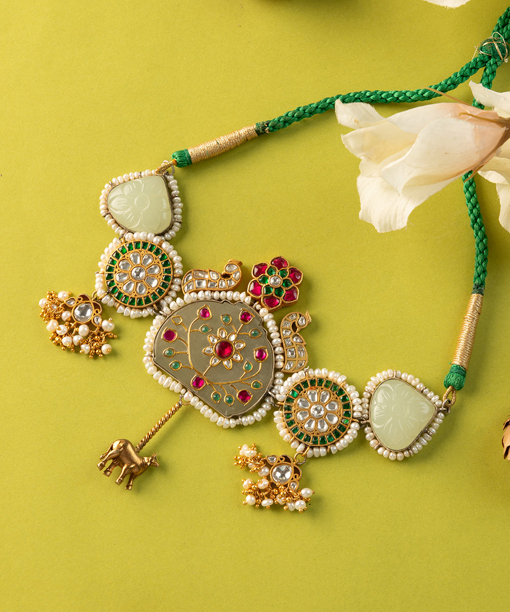 Rajit_Handcrafted_Oxidised_Pure_Silver_Necklace_With_Kundan_And_Pearls_WeaverStory_01