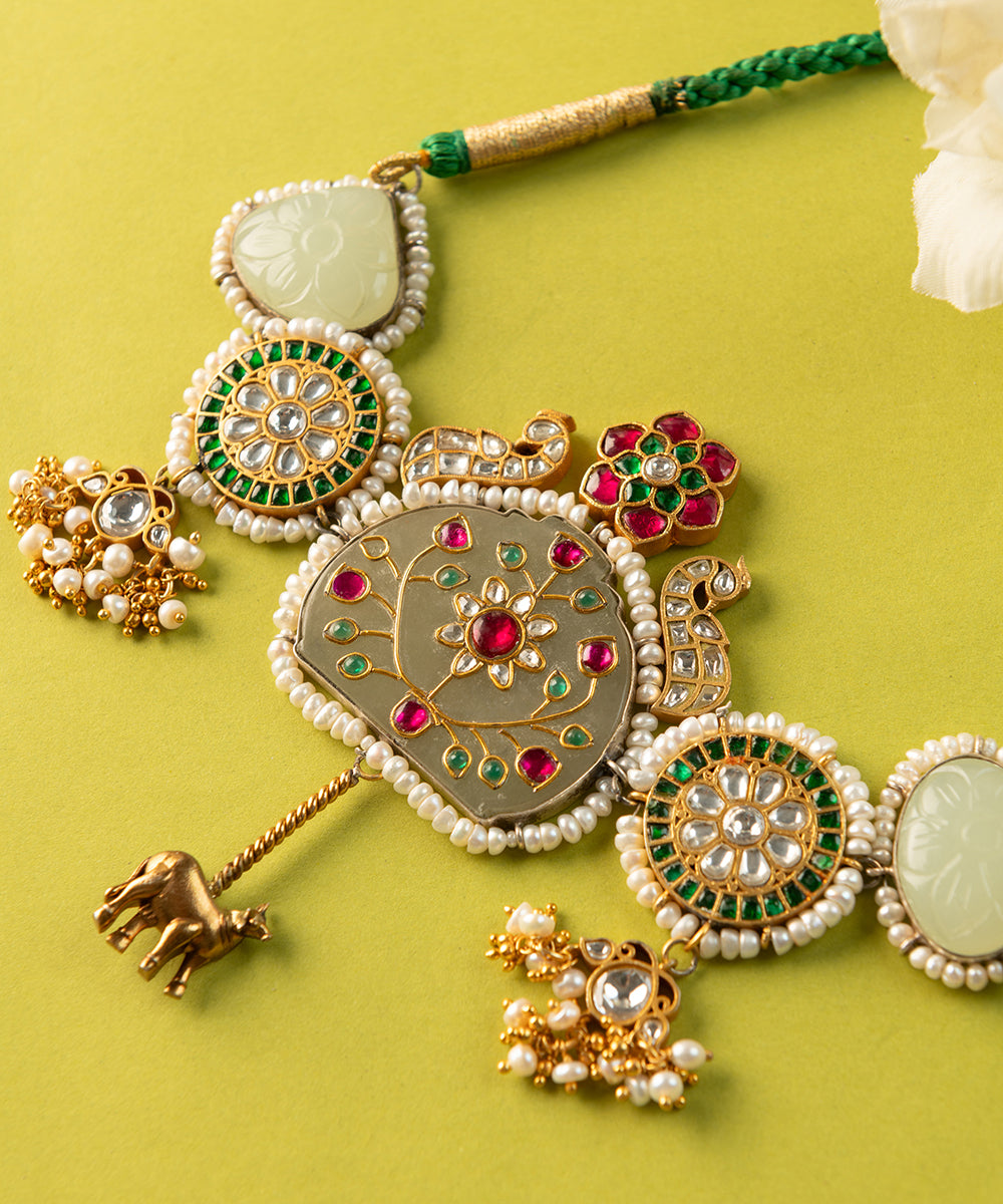 Rajit_Handcrafted_Oxidised_Pure_Silver_Necklace_With_Kundan_And_Pearls_WeaverStory_02
