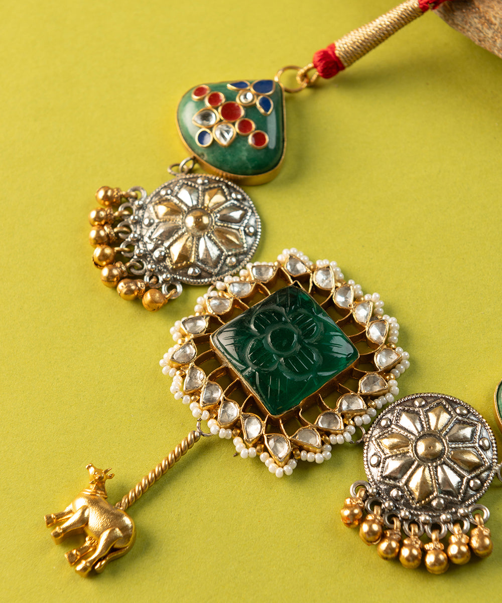 Sachet_Handcrafted_Oxidised_Pure_Silver_Kundan_Necklace_With_Onyx_And_Pearls_WeaverStory_02