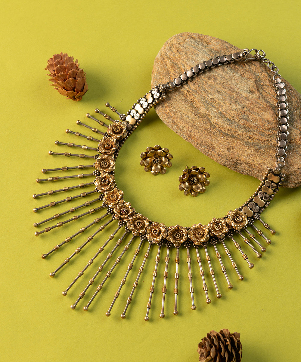 Tarangi_Handcrafted_Oxidised_Pure_Silver_Necklace_Set_WeaverStory_01