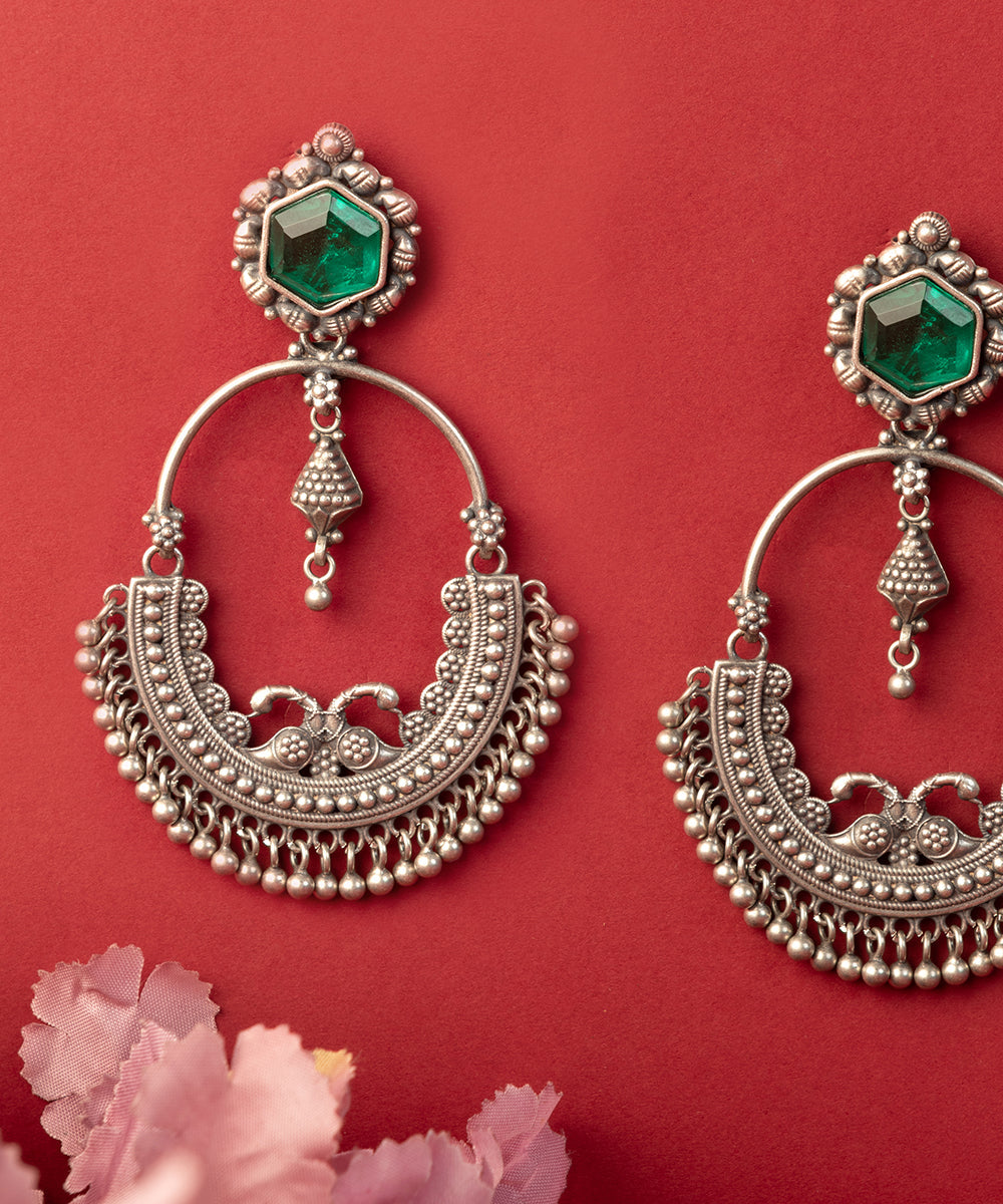 Aaruna_Handcrafted_Oxidised_Pure_Silver_Earrings_With_Kempstones_WeaverStory_02