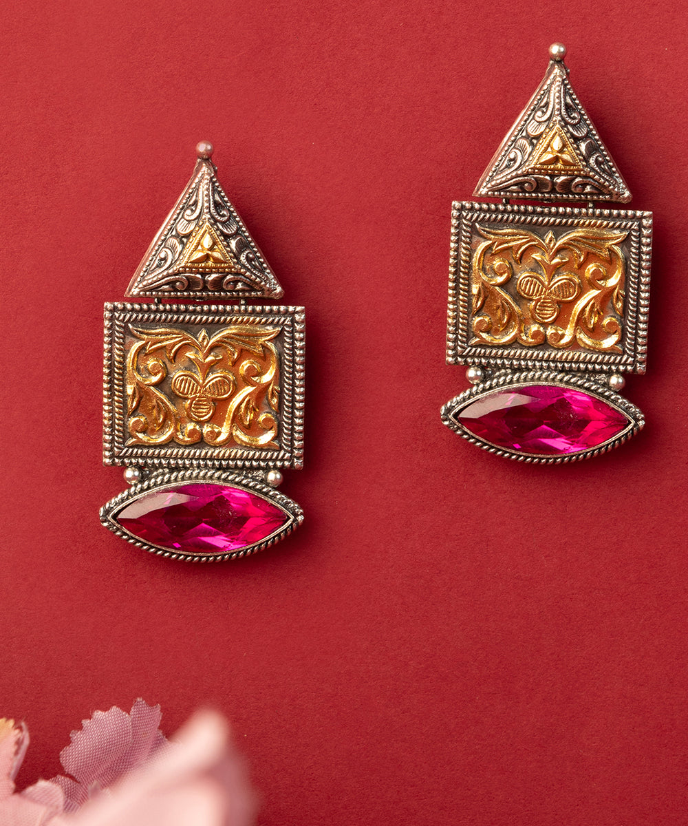 Timsy_Handcrafted_Oxidised_Pure_Silver_Earrings_With_Kemstones_WeaverStory_02