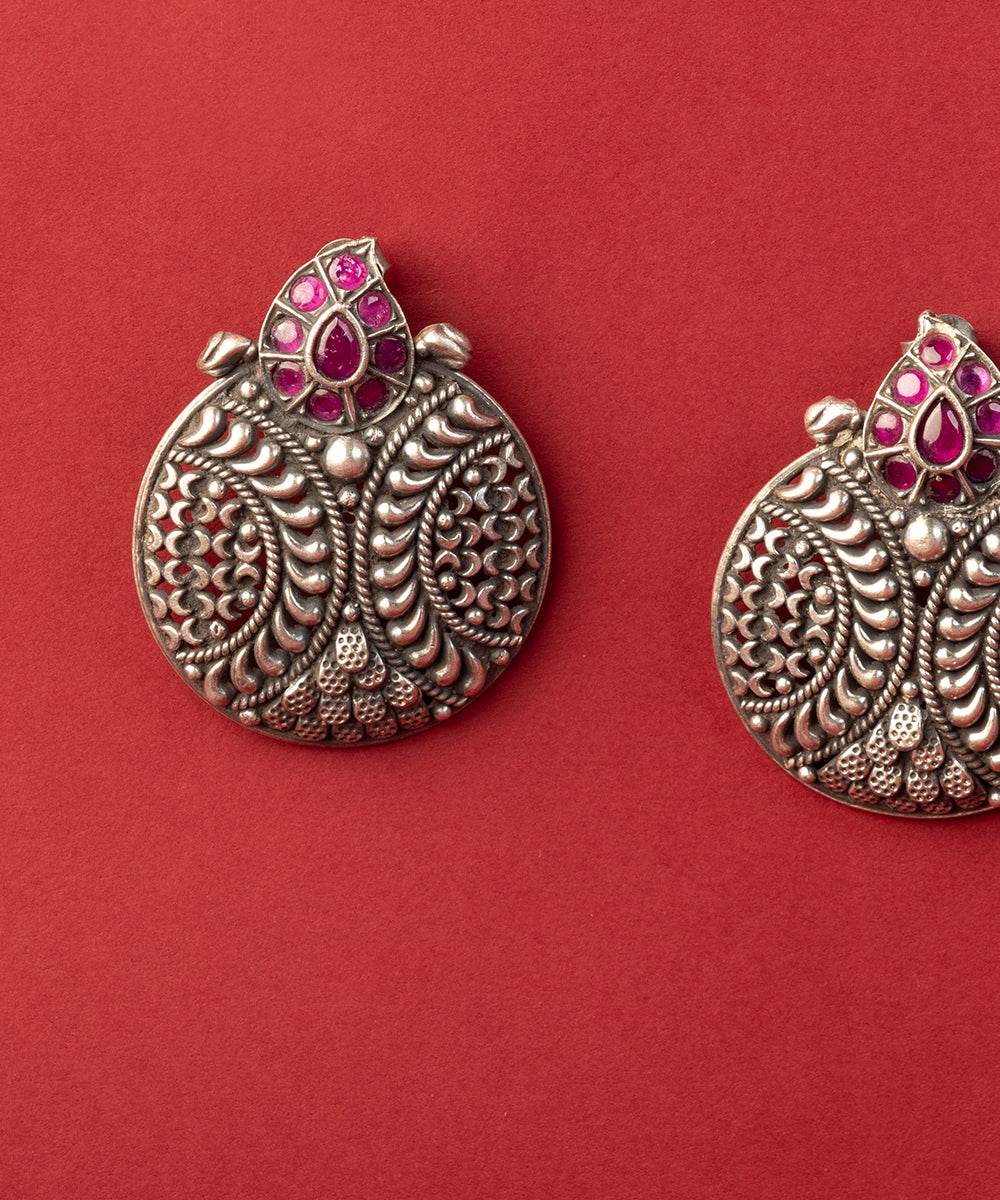 Borenya_Handcrafted_Oxidised_Pure_Silver_Earrings_With_Kemstones_WeaverStory_02