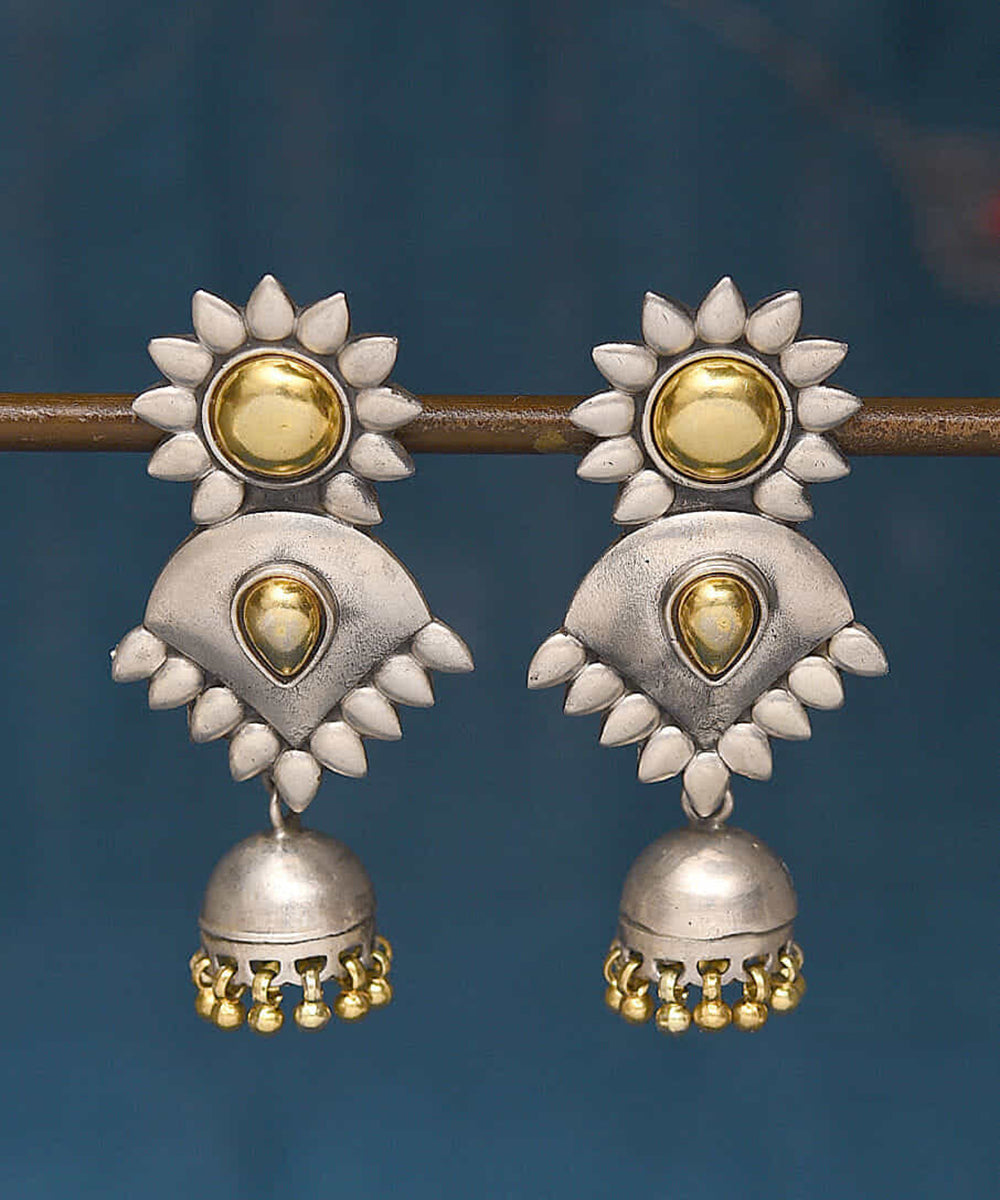 Aifa_Handcrafted_Oxidised_Pure_Silver_Earrings_With_Stones_WeaverStory_01