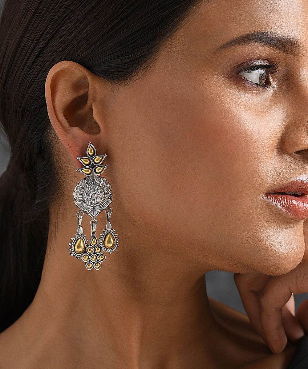 Sarrinah_Handcrafted_Oxidised_Pure_Silver_Earrings_With_Stones_WeaverStory_02