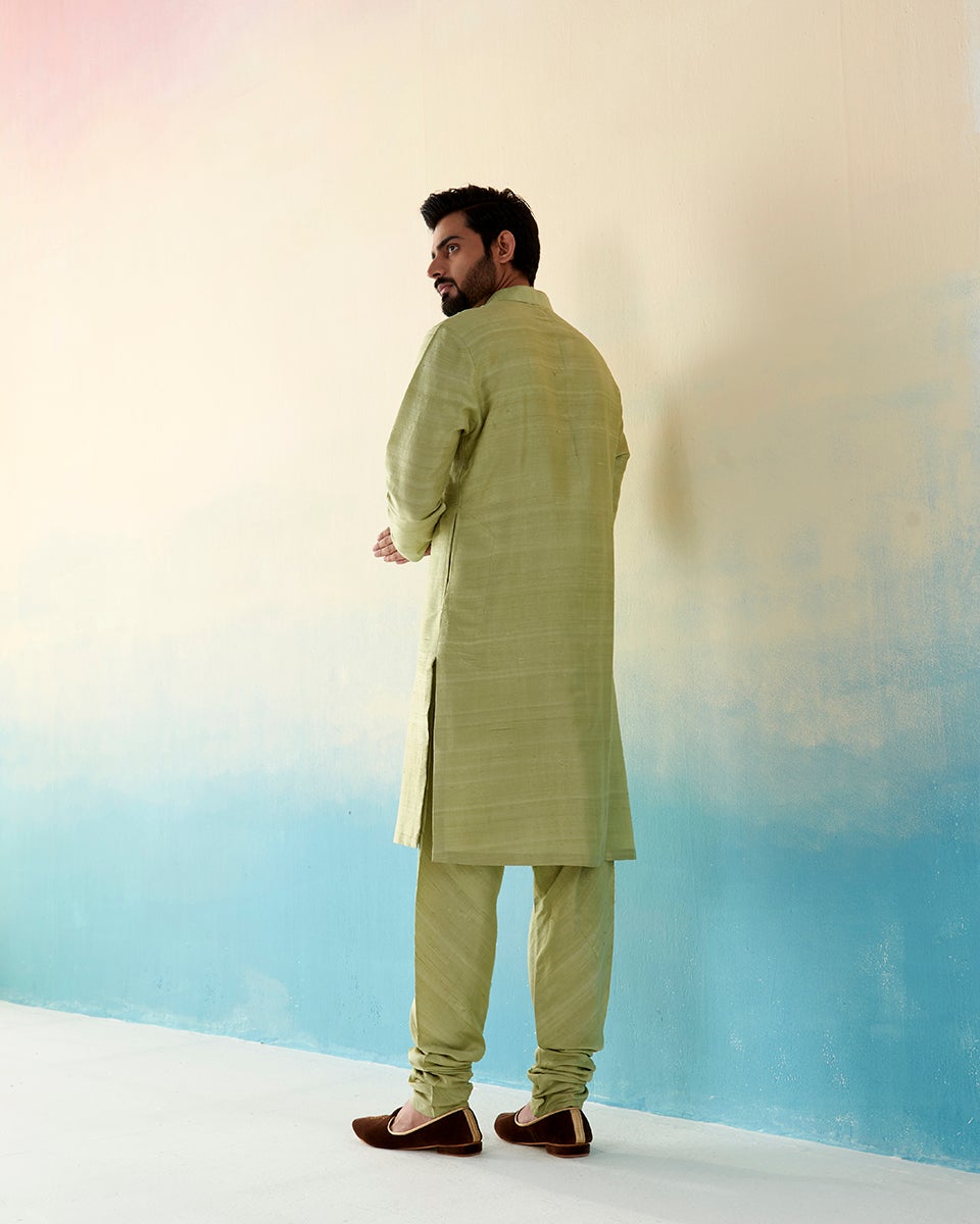 Pista_Green_Raw_Silk_Kurta_Churidar_set_WeaverStory_03