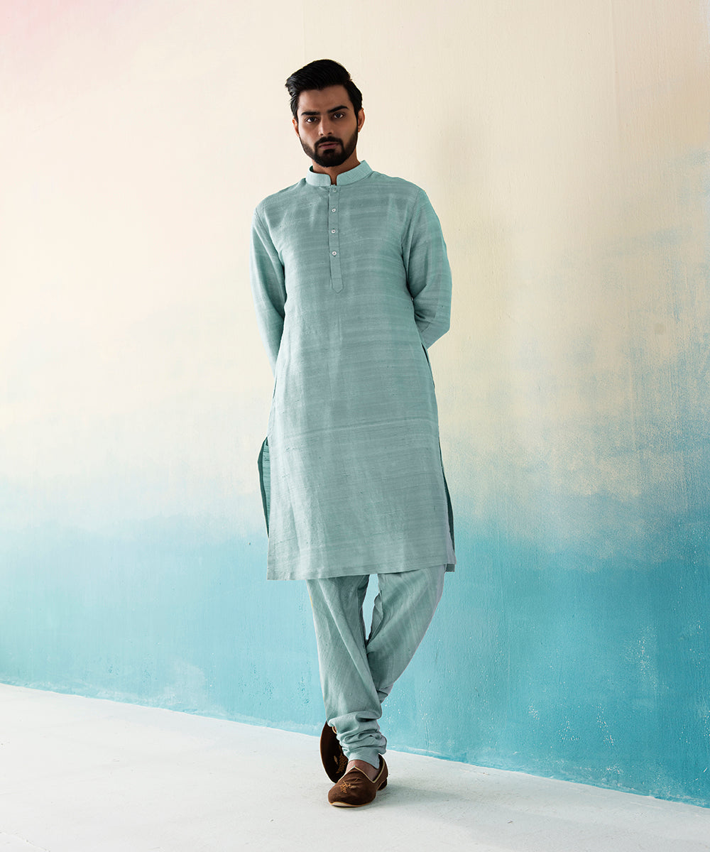 Ice_Blue_Raw_Silk_Kurta_Churidar_set_WeaverStory_02