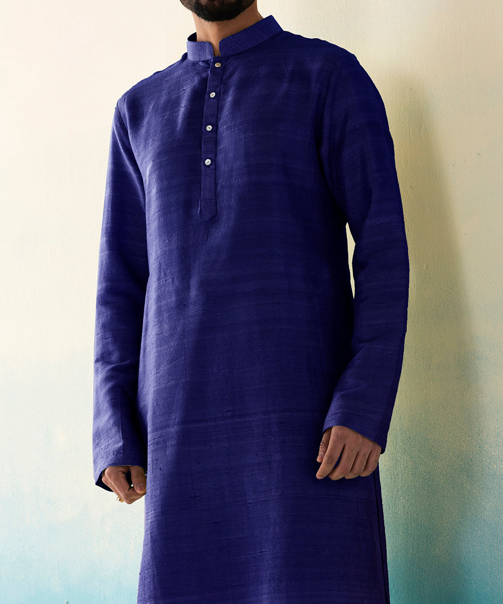 Navy_Blue_Raw_Silk_Kurta_Churidar_set_WeaverStory_04