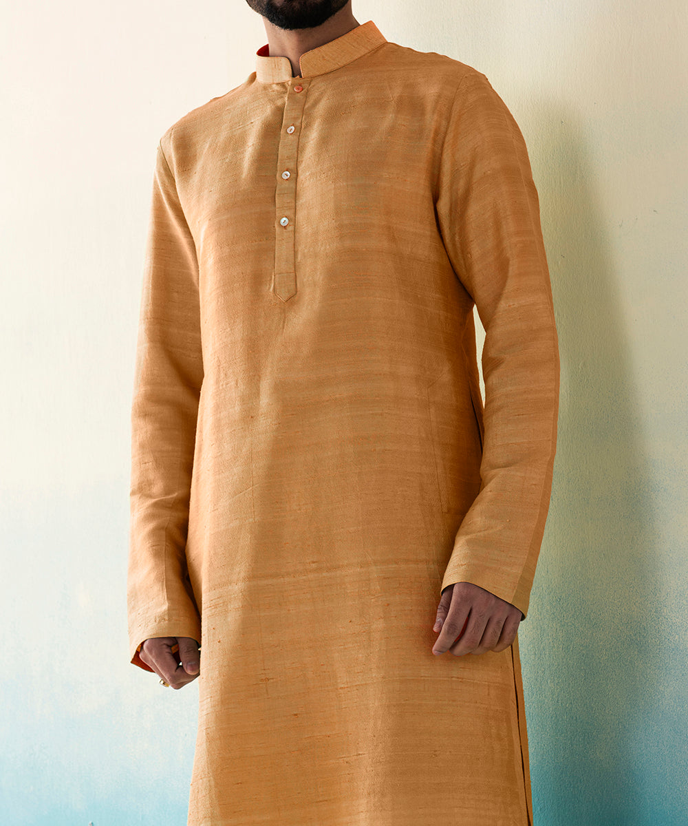 Mustard_Yellow_Raw_Silk_Kurta_Churidar_set_WeaverStory_04