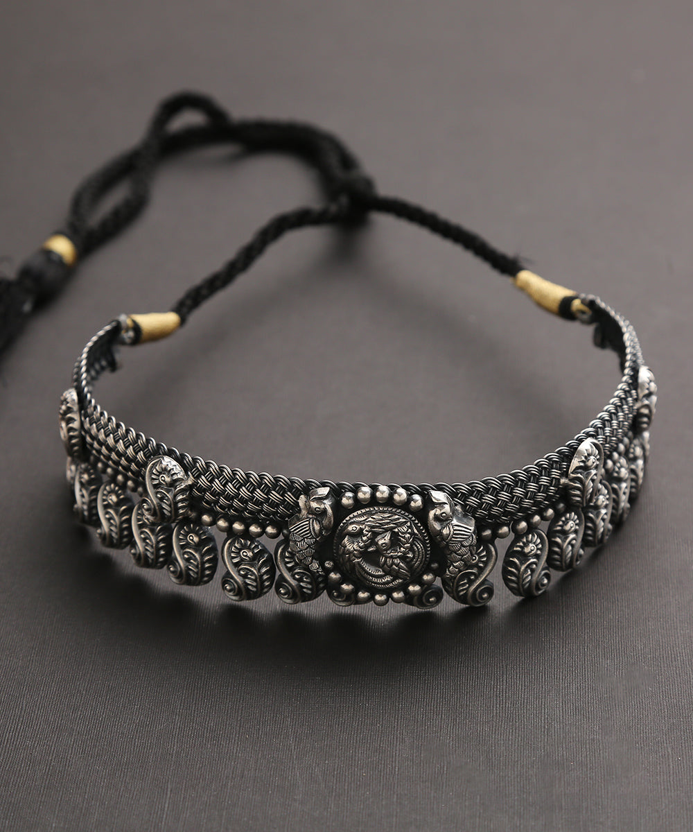 Handcrafted_Pure_Silver_Choker_With_Peacock_Motif_WeaverStory_02
