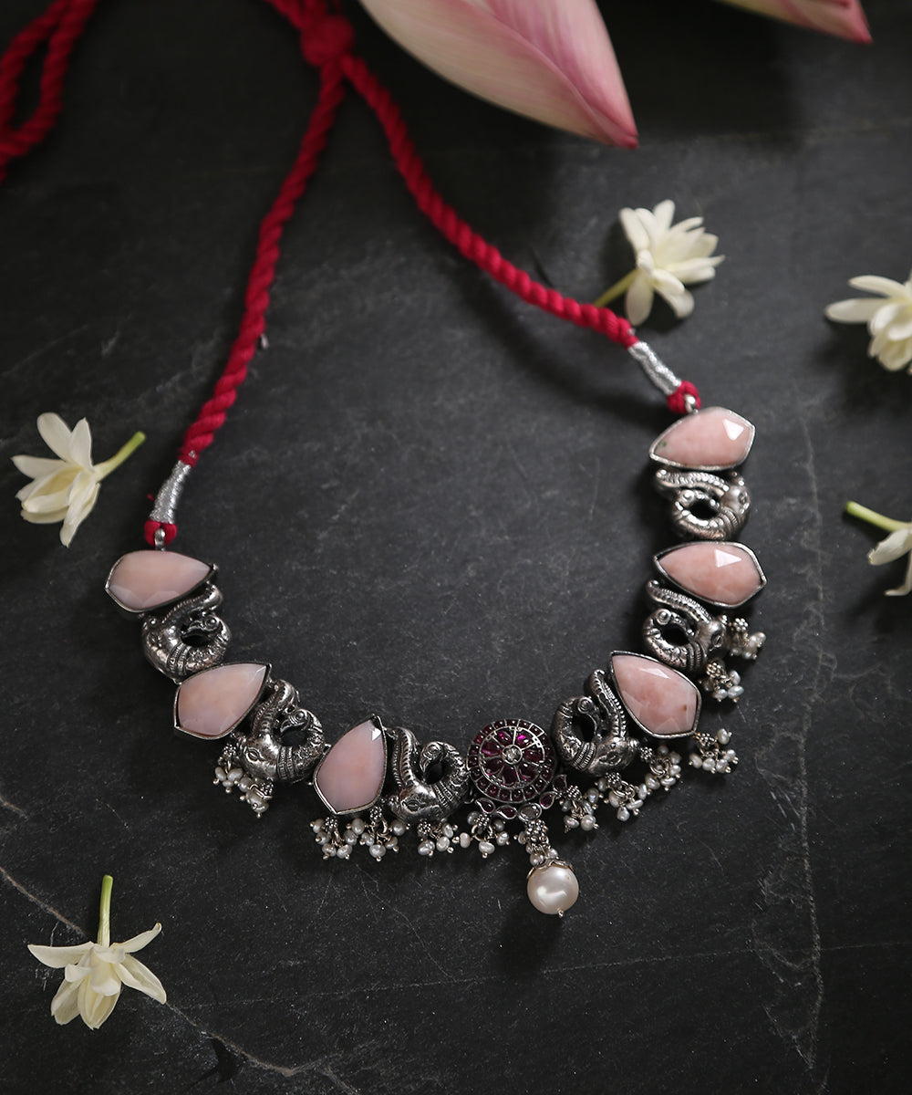 Pure_Silver_Handcrafted_Necklace_With_Peacock_Motif_WeaverStory_01