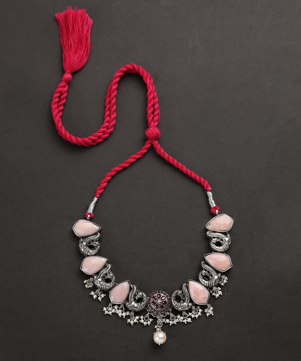 Pure_Silver_Handcrafted_Necklace_With_Peacock_Motif_WeaverStory_02