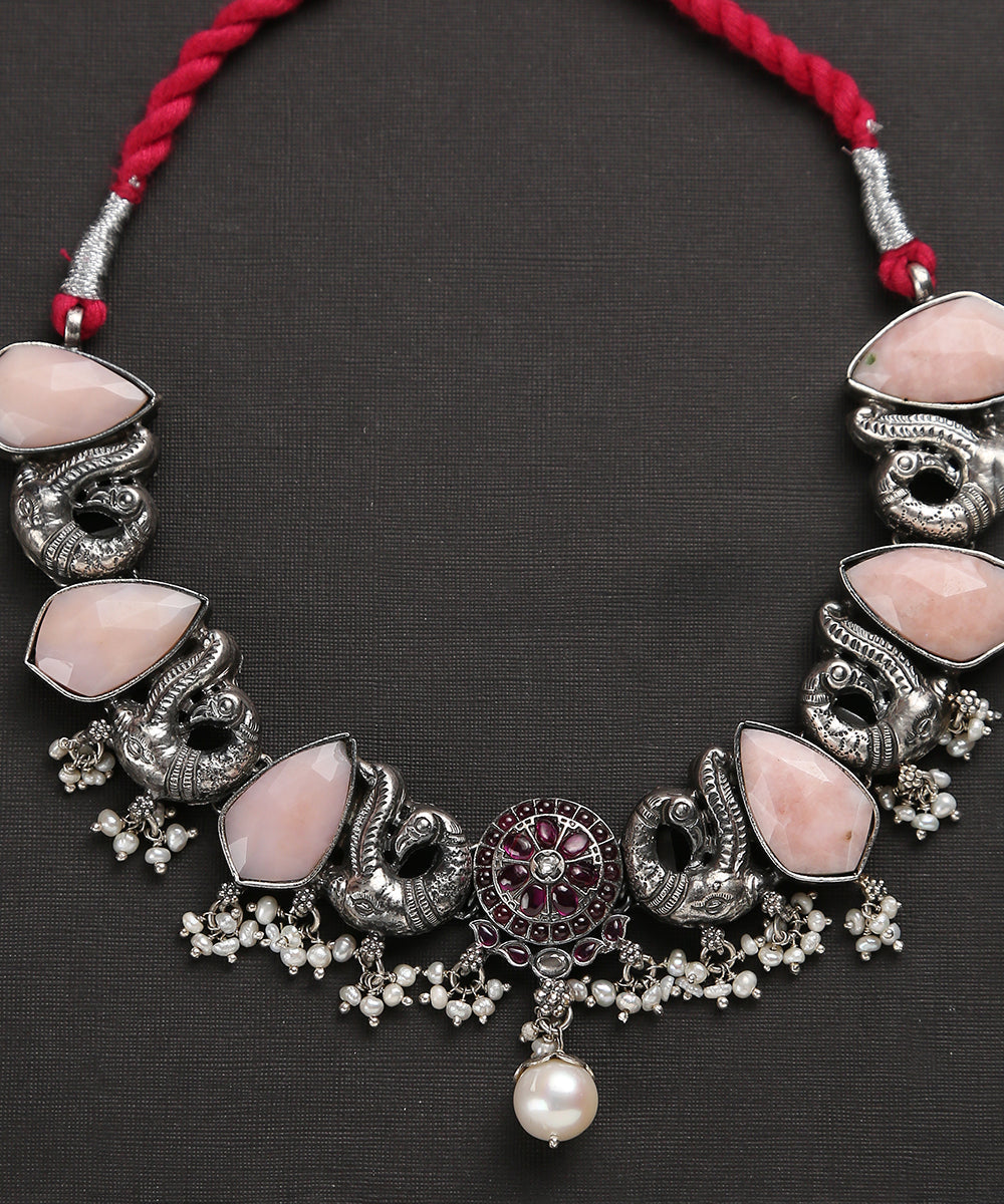 Pure_Silver_Handcrafted_Necklace_With_Peacock_Motif_WeaverStory_03