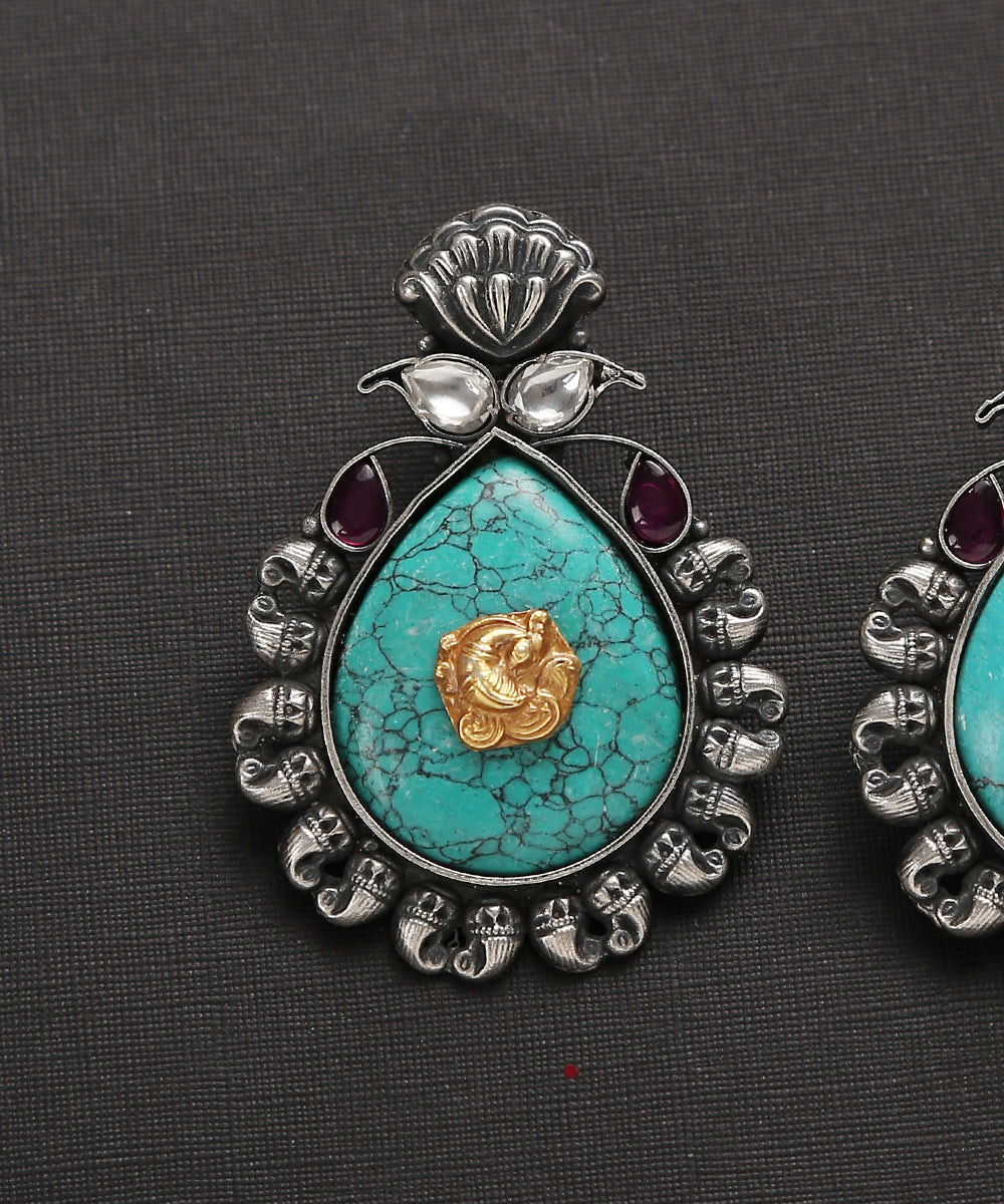 Pure_Silver_Earrings_With_Pear_Shaped_Turquoise_WeaverStory_03