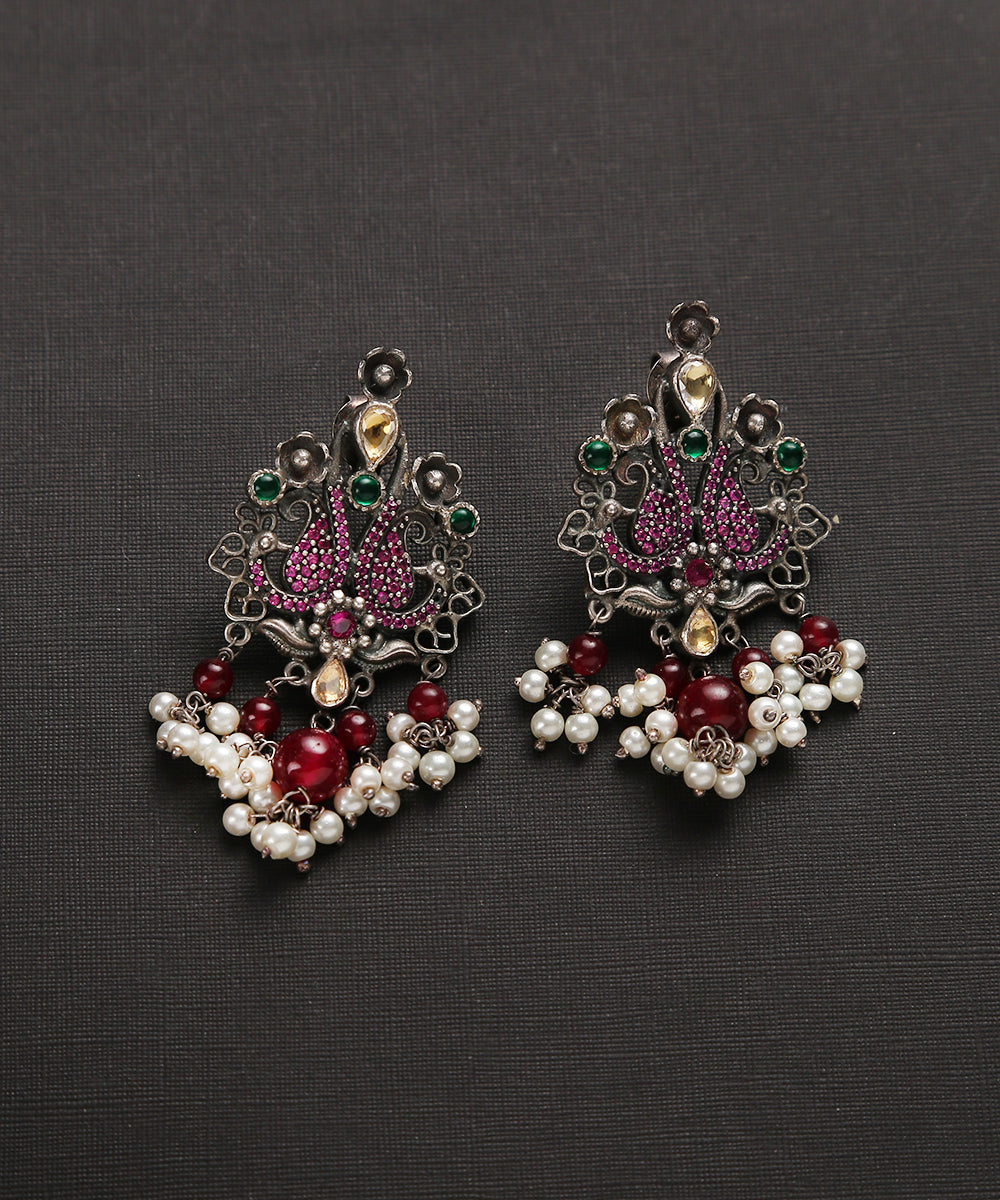 Pure_Silver_Choker_With_Ruby_Setted_Peacock_Motif_WeaverStory_02