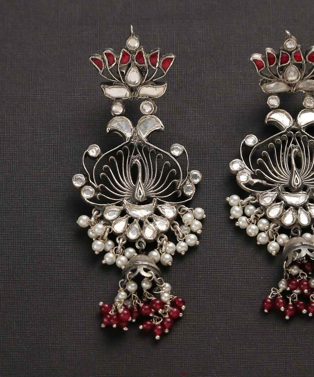 Pure_Silver_Handcrafted_Earrings_With_Lotus_Motif_WeaverStory_03