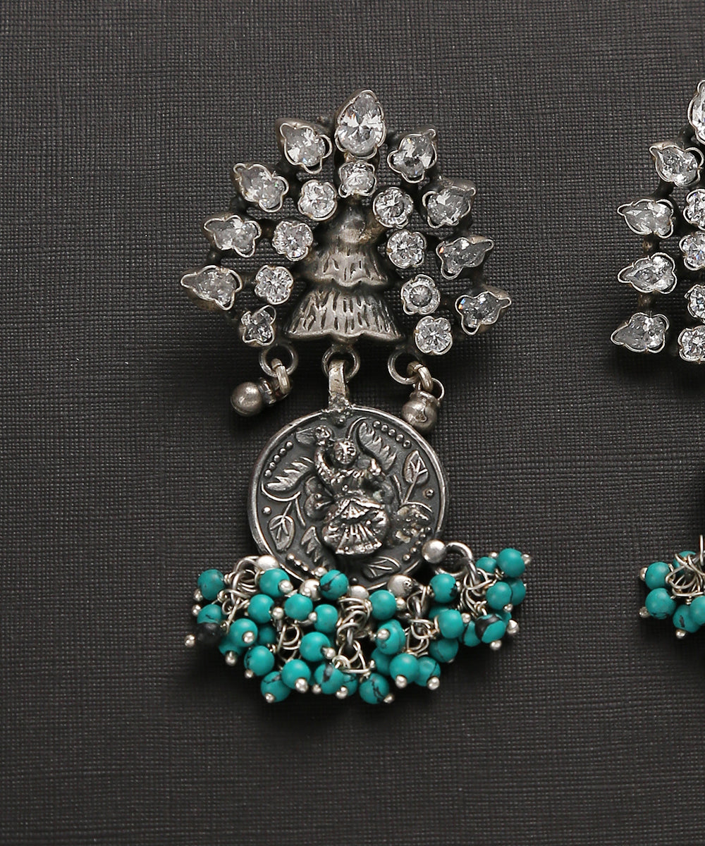 Oxidised_Pure_Silver_Earrings_With_Coin_Drop_WeaverStory_03