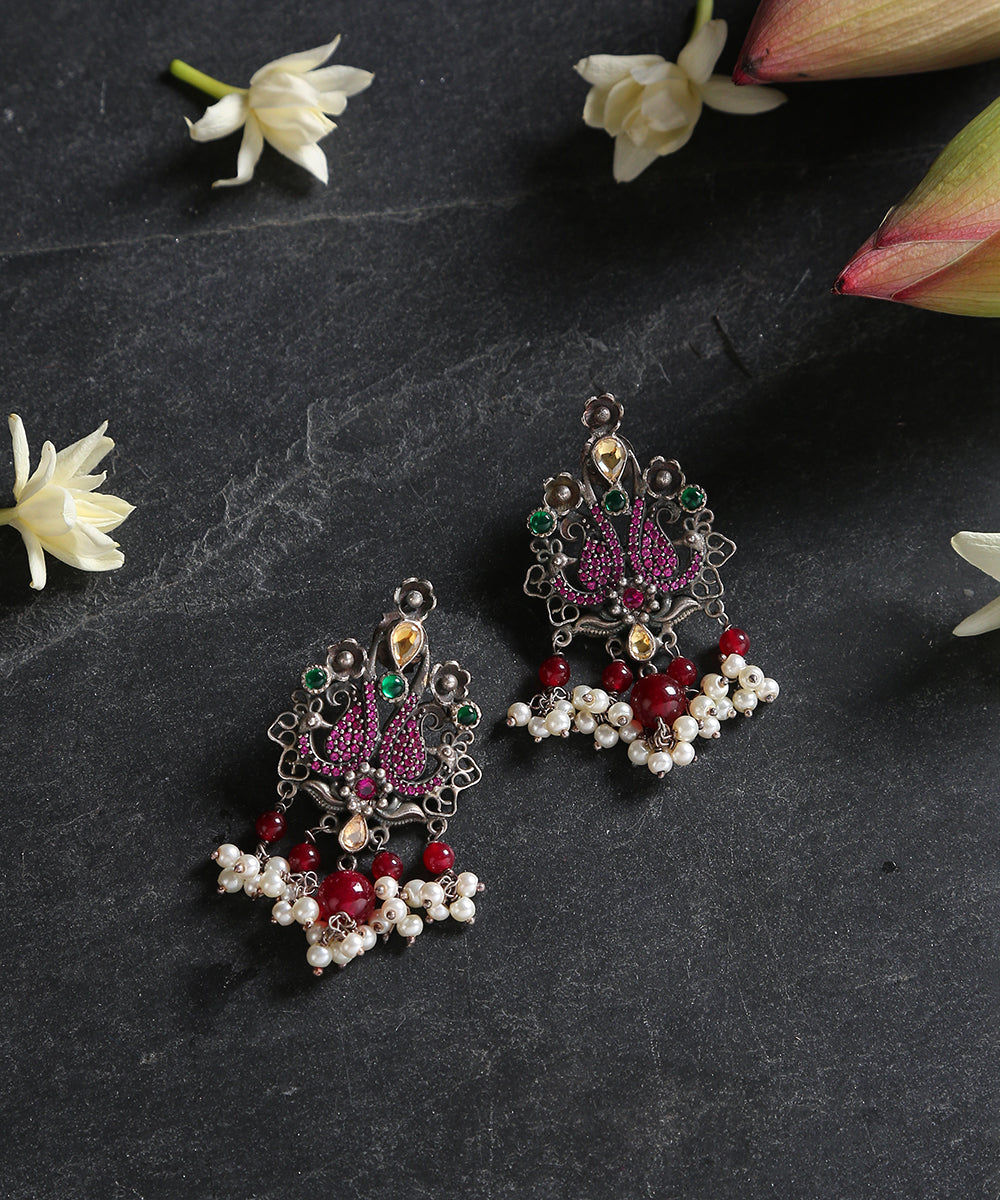 Handcrafted_Pure_Silver_Earrings_With_Butterfly_Crescent_WeaverStory_01