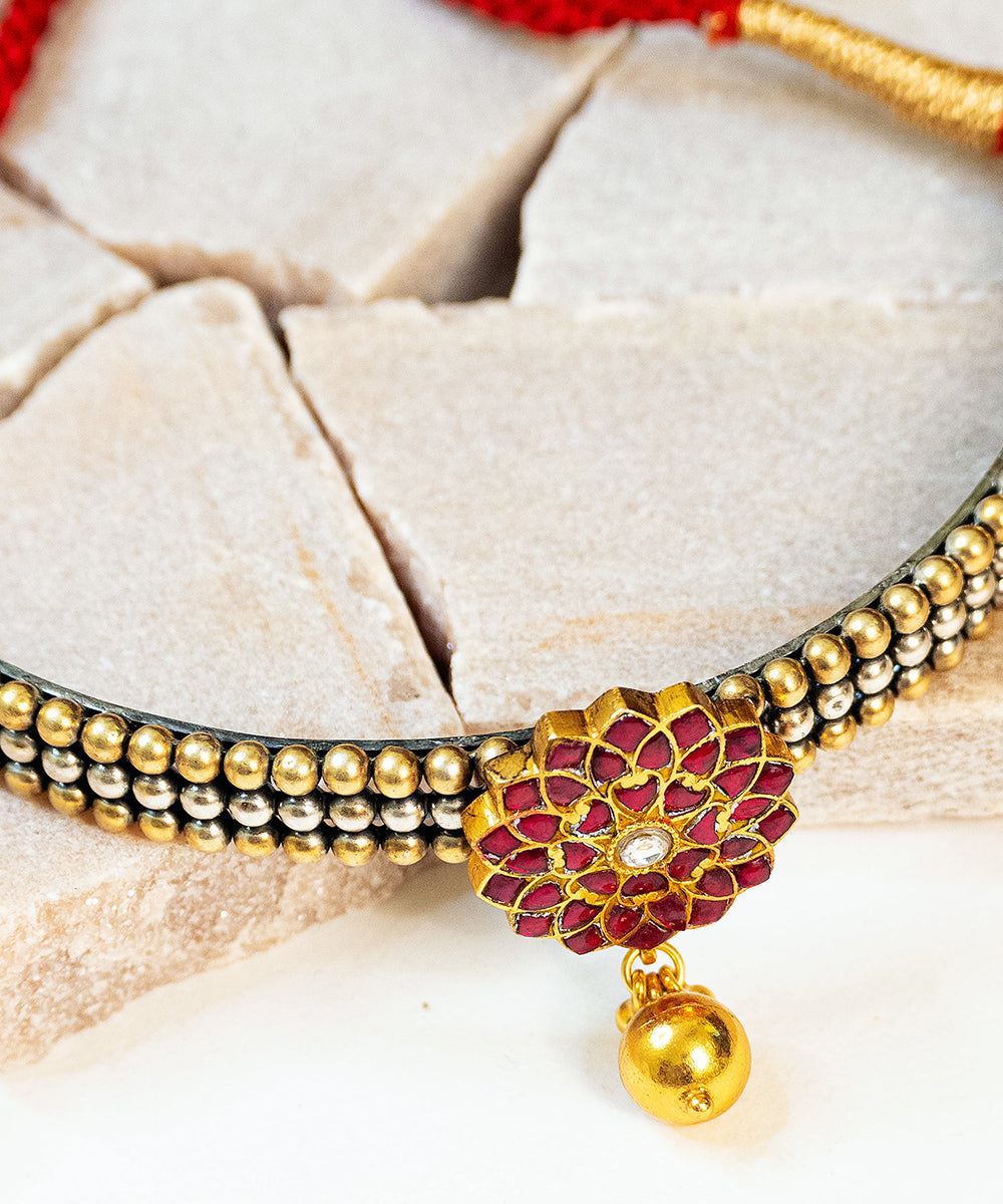 Minaal_Handcrafted_Oxidised_Pure_Silver_Necklace_With_Kundan_WeaverStory_02