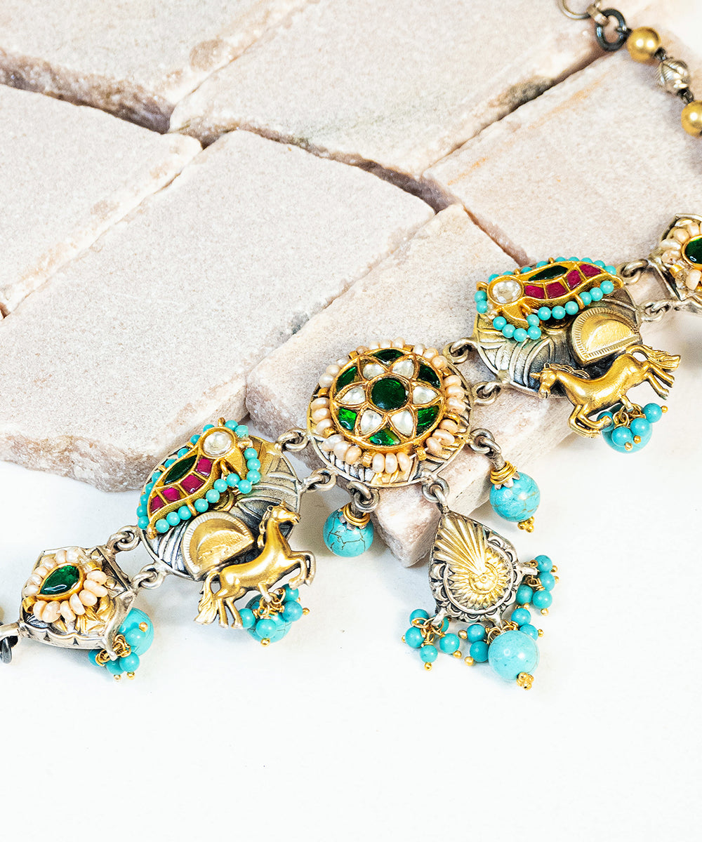 Sadika_Handcrafted_Oxidised_Pure_Silver_Necklace_With_Kundan_And_Pearls_WeaverStory_02