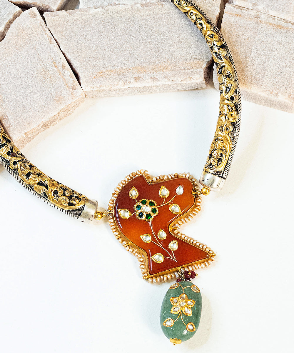 Aysa_Handcrafted_Oxidised_Pure_Silver_Necklace_With_Kundan_WeaverStory_02