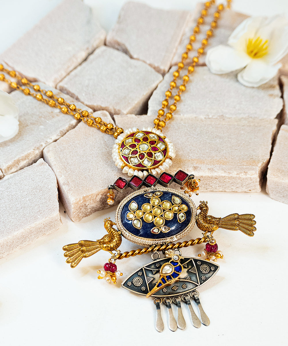 Aisha_Handcrafted_Oxidised_Pure_Silver_Necklace_With_Kundan_WeaverStory_01