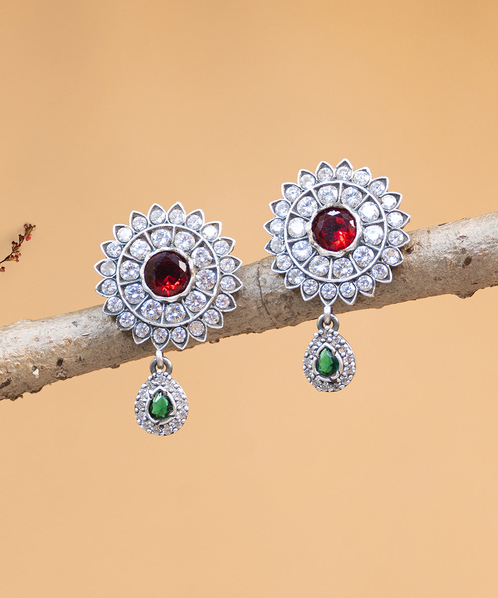 Mehrin_Handcrafted_Oxidised_Pure_Silver_Earrings_With_Pearls_And_Stones_WeaverStory_02