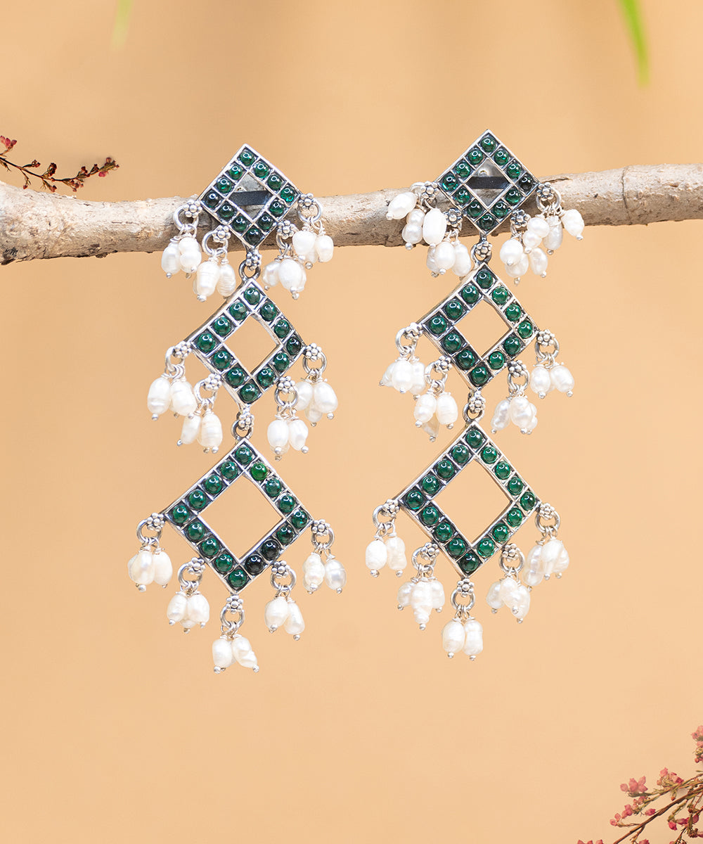 Rida_Handcrafted_Oxidised_Pure_Silver_Earrings_With_Pearls_WeaverStory_02